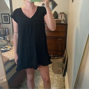 Urban Outfitters Black Ruffle Sleeve Dress